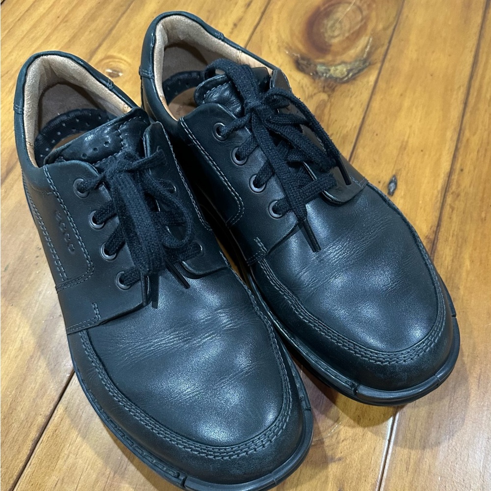 Ecco Black Leather Oxfords Excellent Preowned Condition Sz  10 US 43 EU